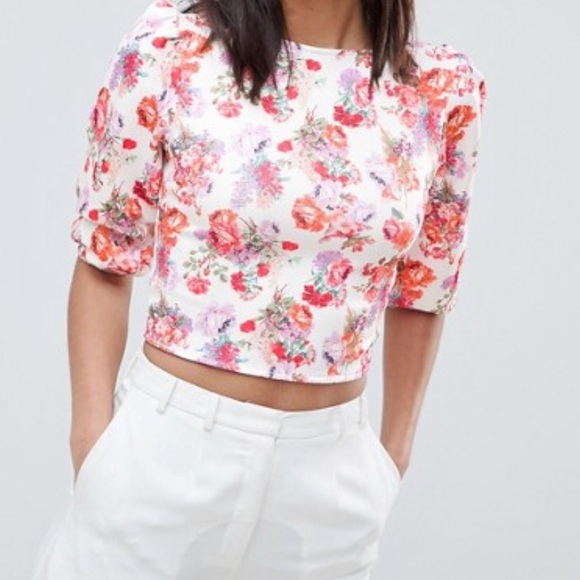 ASOS Tops - ASOS DESIGN Top with Lattice Back in Floral Print